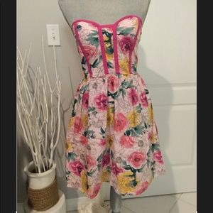 Strapless pink flower sundress
